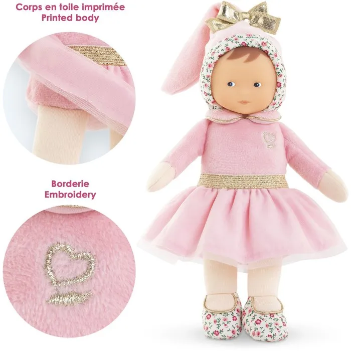 Corolle Doudou Miss Ballerine - 25 cm - Doudou Doux avec Senteur Vanille Apaisante et Tutu Tulle Rose - Étiquette Personnalisable - Pour Bébé