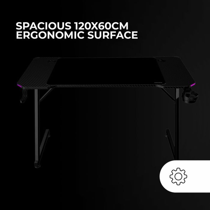 Bureau Gaming Mars Gaming ESCRITORIO ERGO RGB Noir 120 x 60 cm