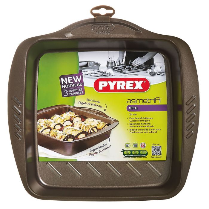 Moule pour four Pyrex Asimetria Carré Noir Métal 24 x 24 cm (6 Unités) 1
