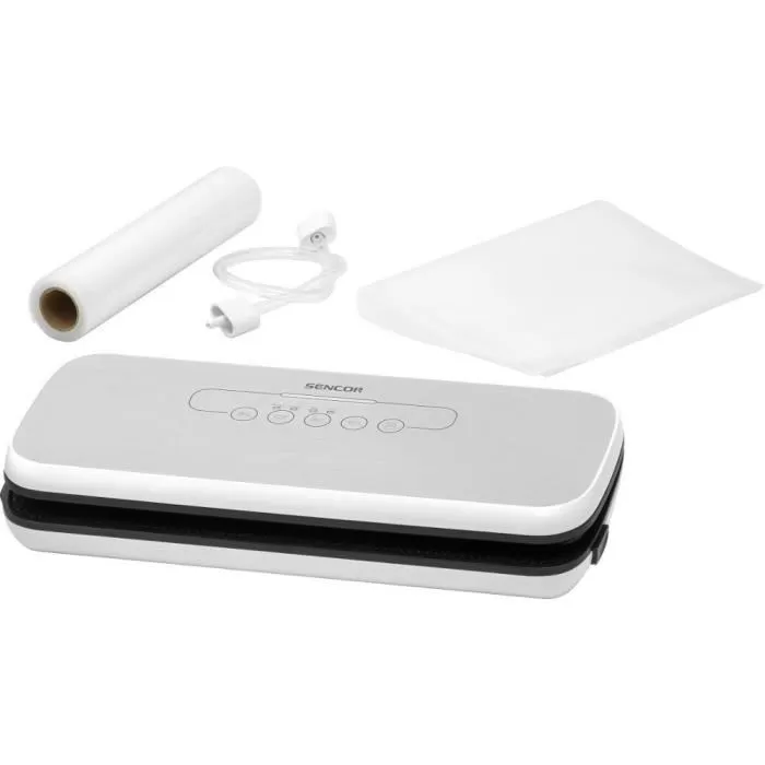 Sencor SVS 3010GY Soudeuse sous vide 110 W pour conservation des aliments, design blanc et gris compact (15.5 cm)