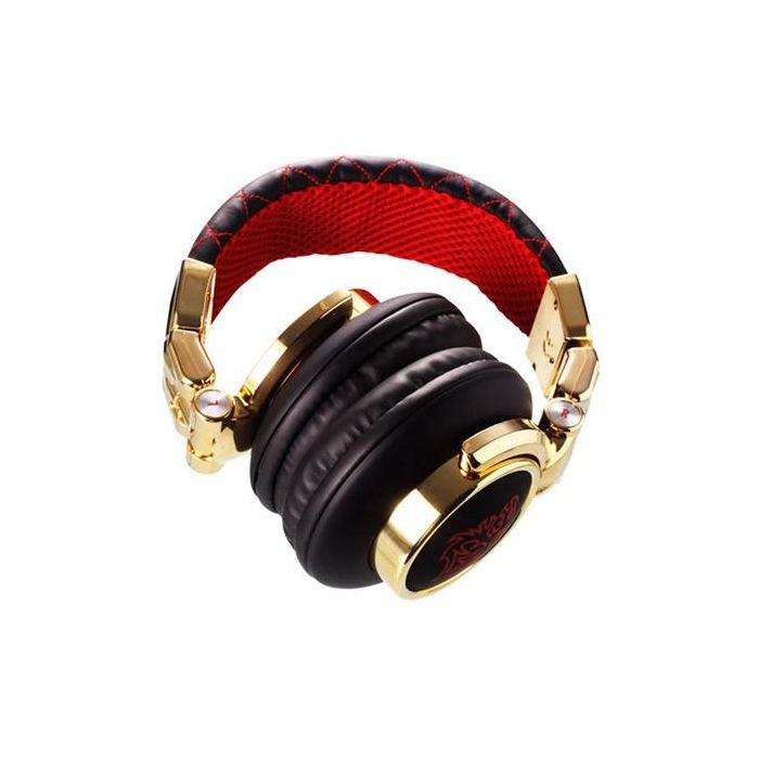 Thermaltake TteSPORTS DRACCO Signature - Casque gaming supra-aural avec micro filaire (Noir/Rouge/Doré, câble 3.5mm amovible 1.5m)