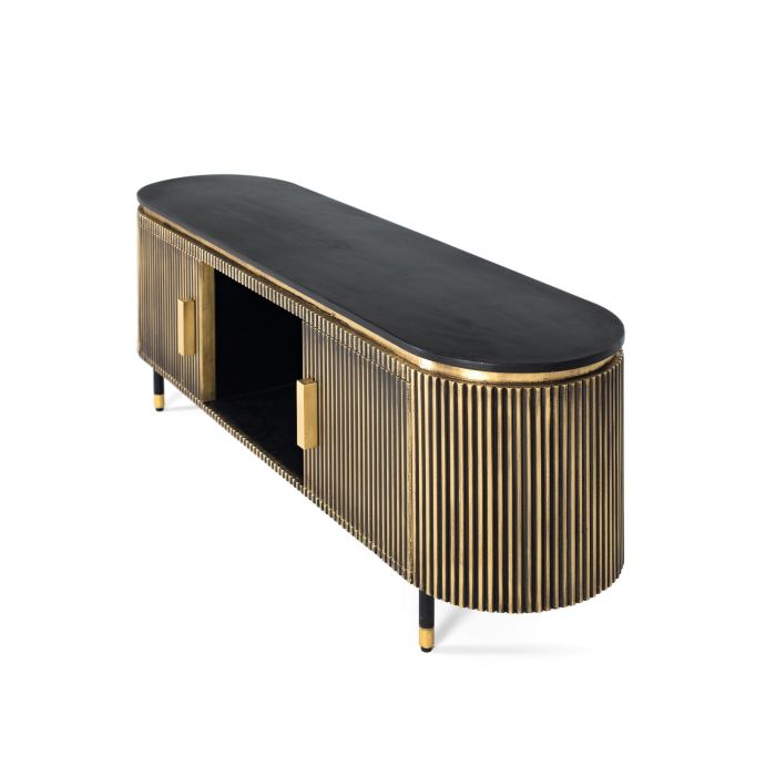 GINER Y COLOMER Buffet TV en bois de manguier et bronze, couleur bronze et noir, 150 cm - Avec 2 portes et fermeture magnétique 3 GINER Y COLOMER Buffet TV en bois de manguier et bronze, couleur bronze et noir, 150 cm - Avec 2 portes et fermeture magnétique 3