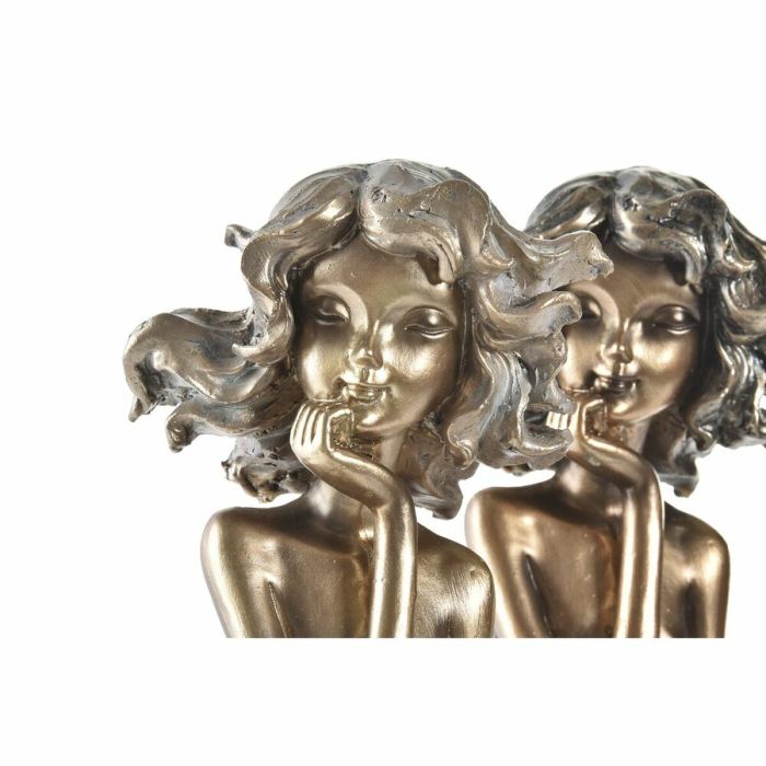 Figurine Décorative DKD Home Decor 9 x 10 x 35 cm Femme Rouge Doré Turquoise (2 Unités) 2