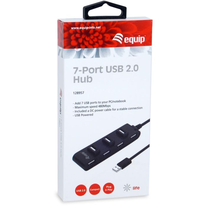 Equip USB-Hub 7-Port 2.0 ->7x2.0 480Mbps o.Netzteil sw 3 Equip USB-Hub 7-Port 2.0 ->7x2.0 480Mbps o.Netzteil sw 3