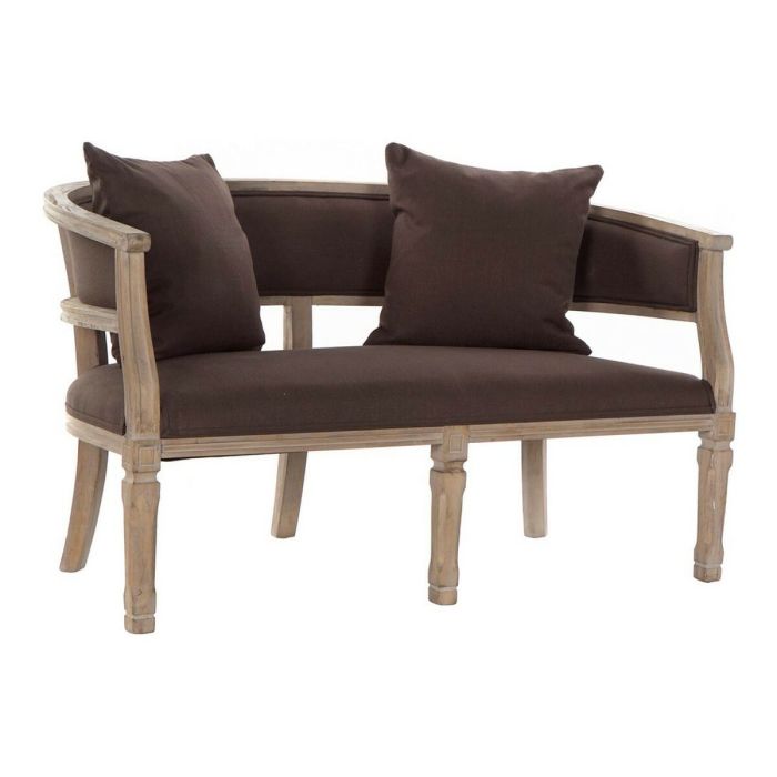 Canapé DKD Home Decor Marron Lin Bois d'hévéa Traditionnel (122 x 69 x 72 cm) 2 Canapé DKD Home Decor Marron Lin Bois d'hévéa Traditionnel (122 x 69 x 72 cm) 2