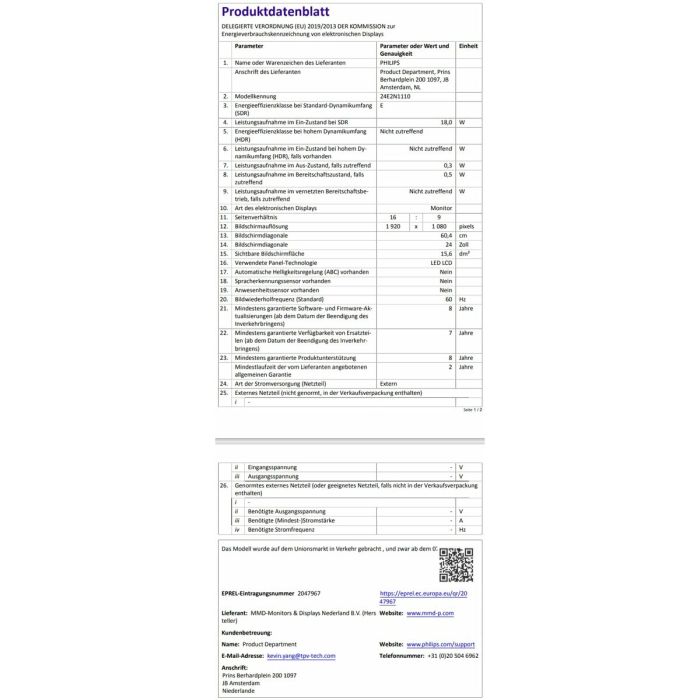 Monitor Gaming Philips 27E1N1200A/00 27" Full HD 20 Monitor Gaming Philips 27E1N1200A/00 27" Full HD 20