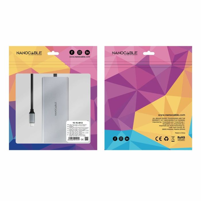 Hub USB NANOCABLE Hub 12en1 Gris 18 cm 1