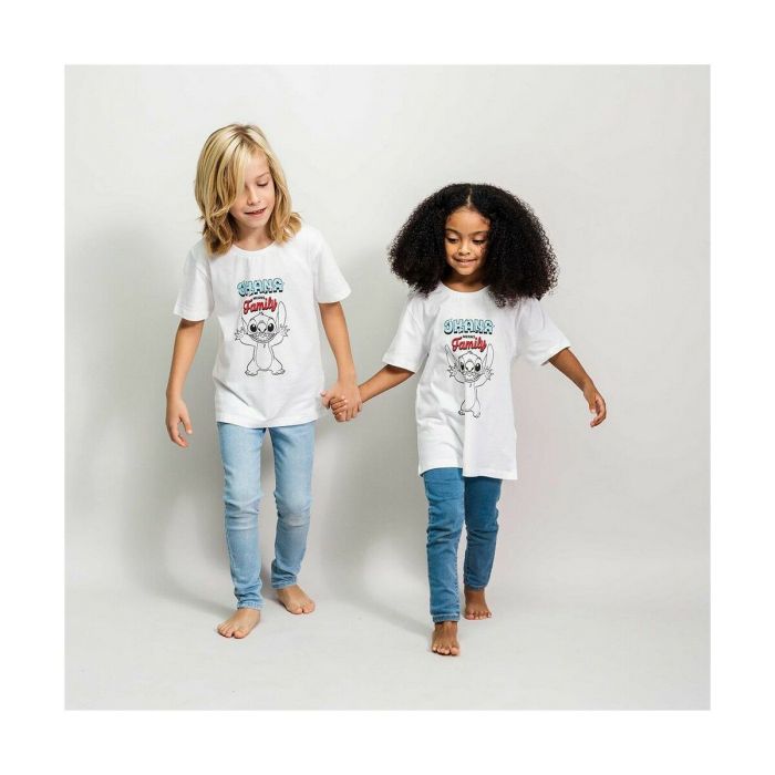 T shirt à manches courtes Stitch Blanc 1