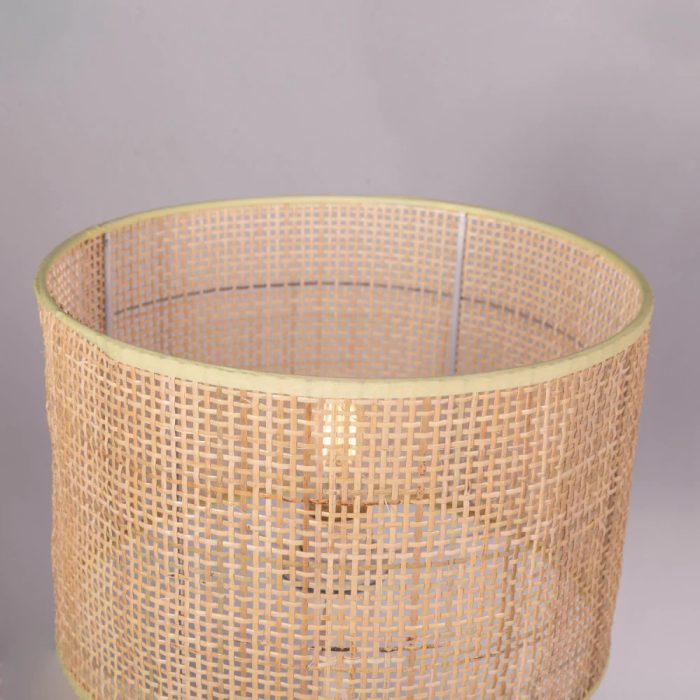 Lampe de Table Rotin Pakdasht SKD-T1011, Style Boho-Chic, Métal Blanc, Culot E27 2