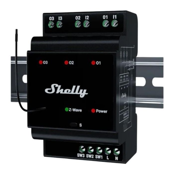 Shelly Relais "Wave" Hutschiene Pro 3 Relais max. 48 A 3 Phasen 3x 16A Z-Wave