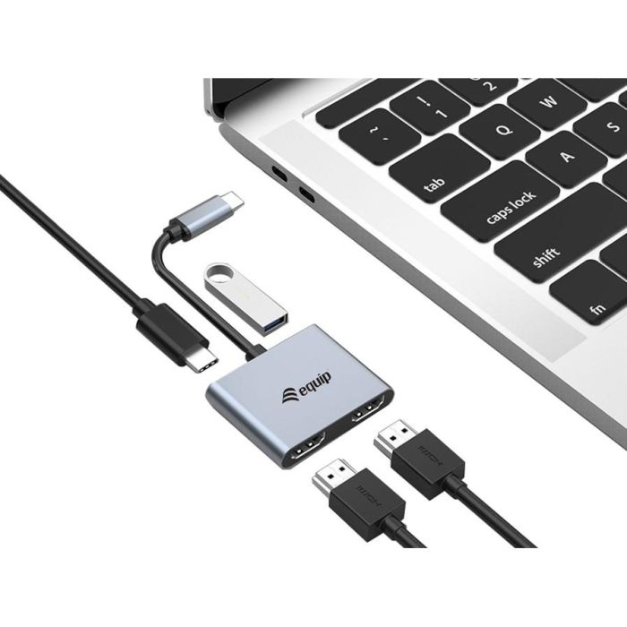 Equip Dock USB-C->2xHDMI.USB 3.0.100WPD 15cm si 1
