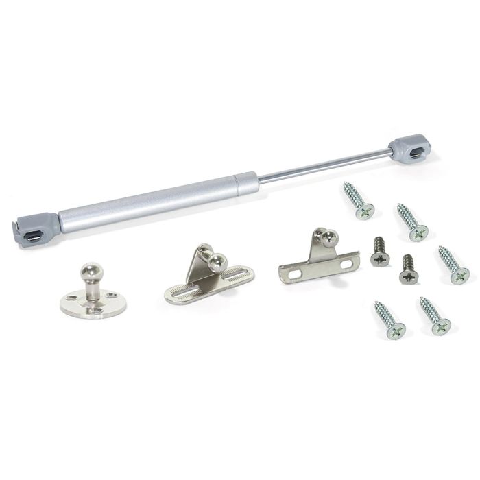 Emuca Lot de 10 pistons pour portes Relevable H, 11kg, course 80mm, avec loquets, acier et plastique, gris métallisé 1