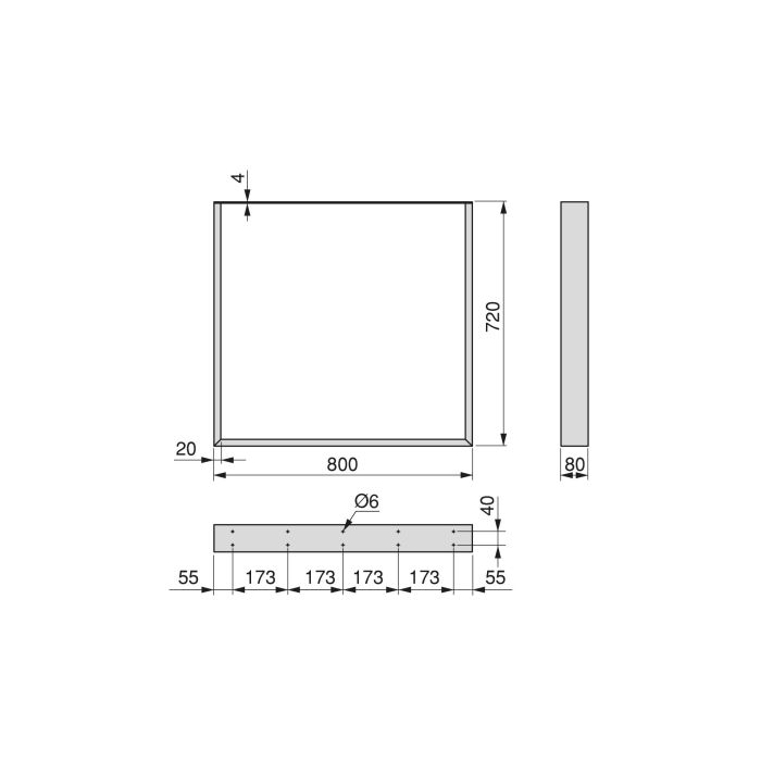 Emuca Jeu de pieds rectangulaires Square pour table, largeur 800mm, Acier, Peint en noir 7