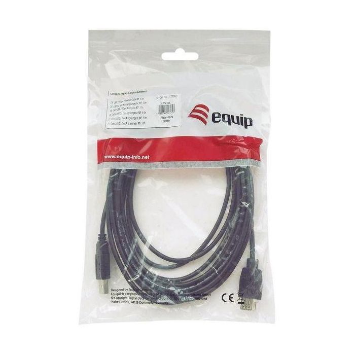 Equip USB Kabel 2.0 A-B St/St 2.00m schwarz Polybeutel 3