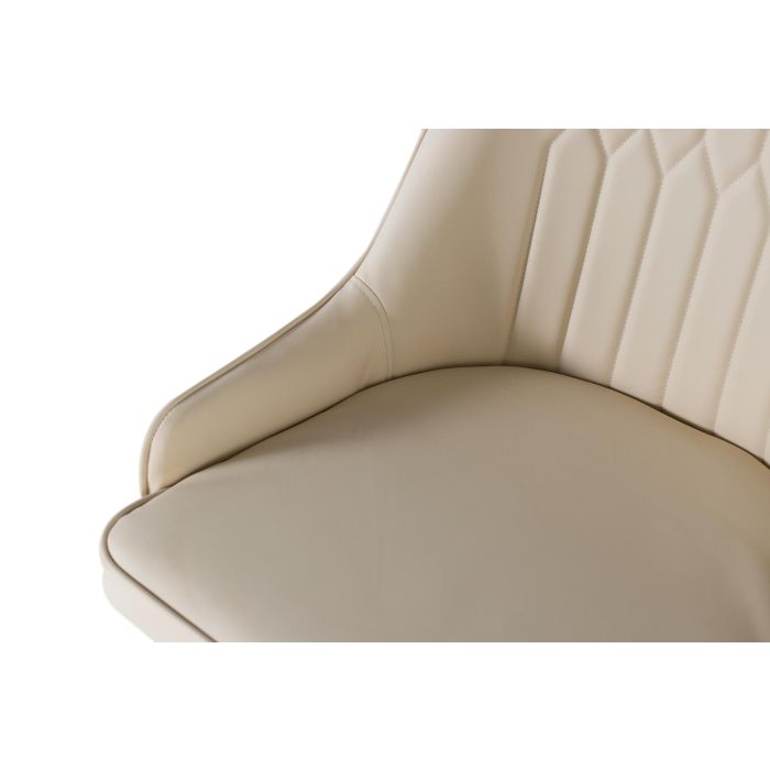 GINER Y COLOMER Lot de 4 Chaises Tapissées en Simili-Cuir Beige avec Structure en Acier Tubulaire Noir et Détail Doré - Design Moderne et Élégant 5 GINER Y COLOMER Lot de 4 Chaises Tapissées en Simili-Cuir Beige avec Structure en Acier Tubulaire Noir et Détail Doré - Design Moderne et Élégant 5