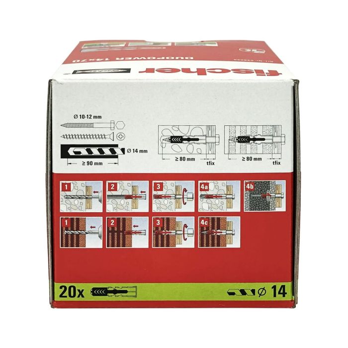 Crampons Fischer DuoPower 538244 Ø 14 x 70 mm Nylon (20 Unités) 2 Crampons Fischer DuoPower 538244 Ø 14 x 70 mm Nylon (20 Unités) 2