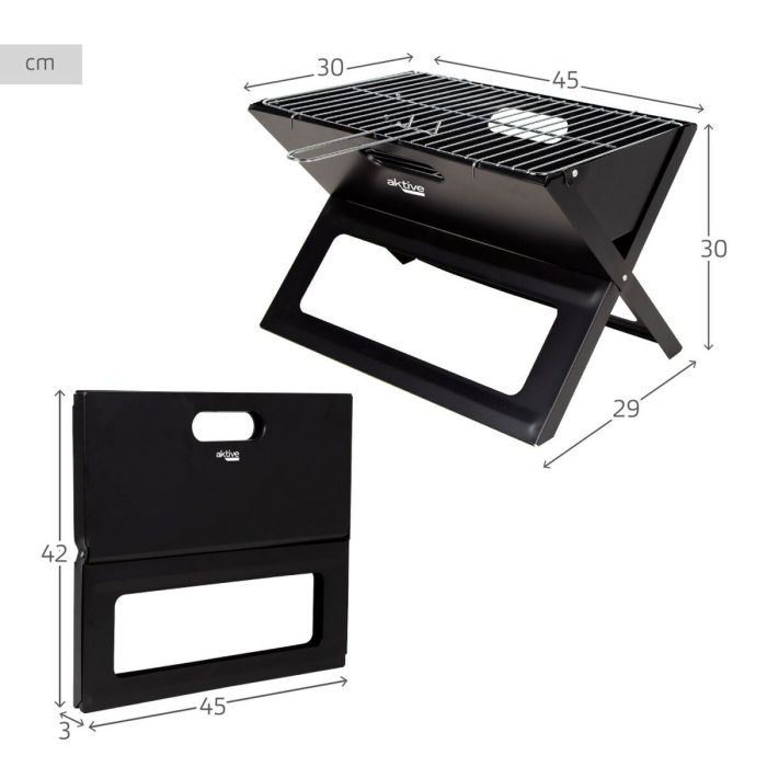 Barbecue Portable Aktive Noir Acier Fer 45 x 30 x 29 cm 3