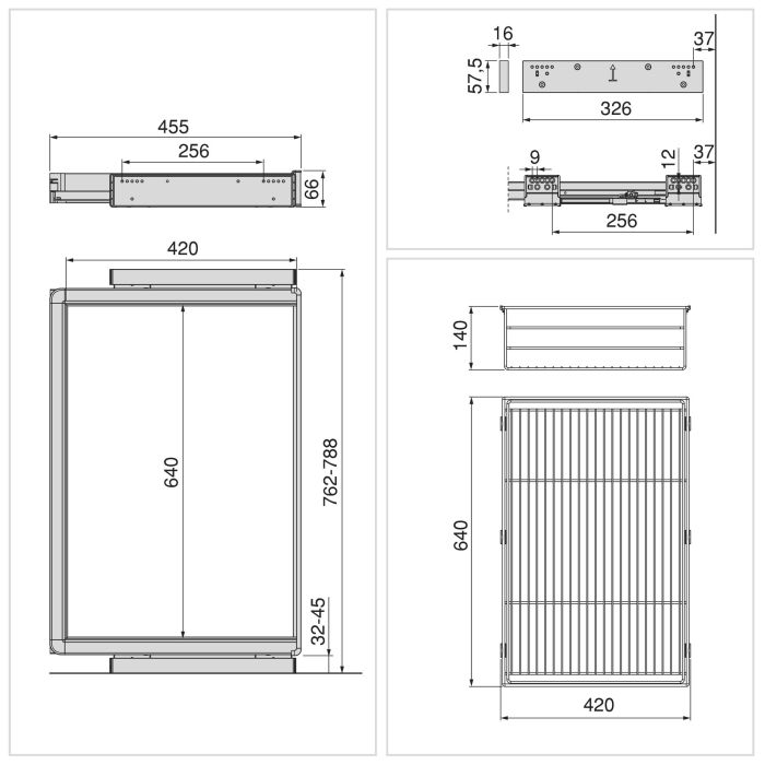 Emuca Kit tiroir en fil métallique et rack ajustable Quartz pour armoires, glissières extension totale et à fermeture douce, Module 80cm, Finition Titane 11