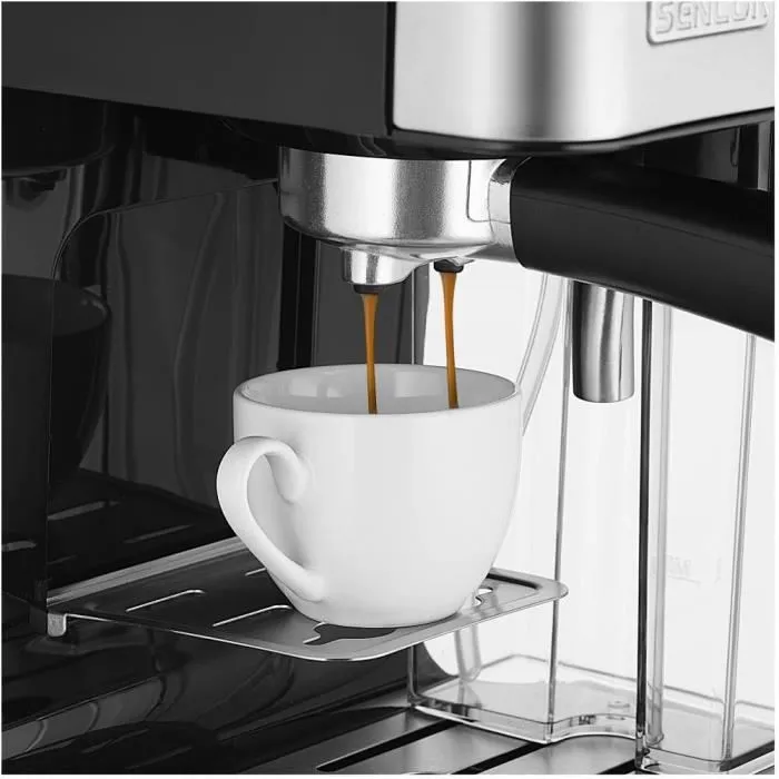 Sencor SES 4090SS Machine à Expresso Semi-Automatique 15 Bars avec Écran LCD, Thermoblock et Fonction Auto-Nettoyage - Réservoir 1,4 L