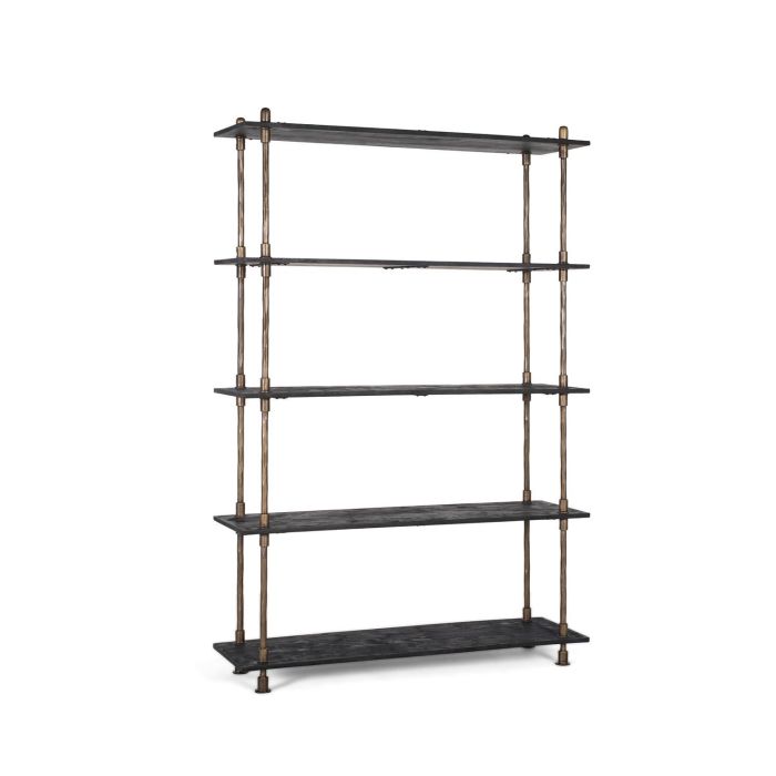 GINER Y COLOMER Étagère Bibliothèque Industrielle 5 Niveaux en Métal et Bois, Couleur Noir et Bronce, Structure Modulaire Ouverte pour Bureau 1 GINER Y COLOMER Étagère Bibliothèque Industrielle 5 Niveaux en Métal et Bois, Couleur Noir et Bronce, Structure Modulaire Ouverte pour Bureau 1