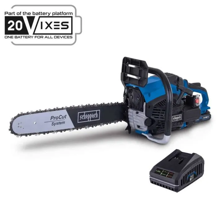 Scheppach Tronçonneuse thermique PCS56E, 56 cm3, longueur de guide 51 cm, démarrage électrique Scheppach Tronçonneuse thermique PCS56E, 56 cm3, longueur de guide 51 cm, démarrage électrique