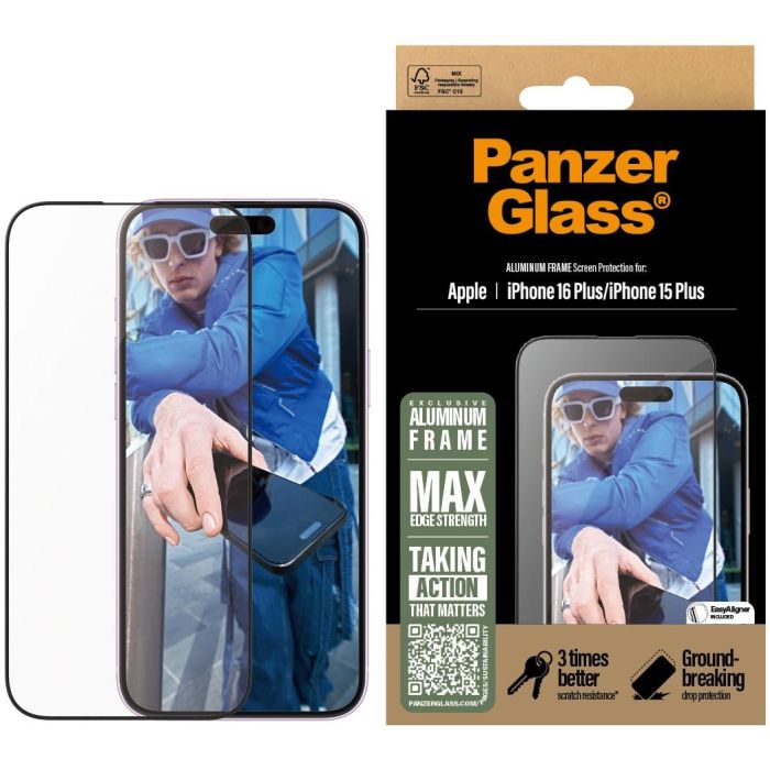 PanzerGlass Aluminum Frame iPhone 16/15 Plus UWF 1