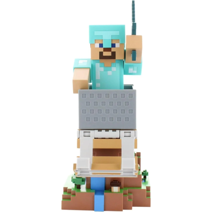 Exquisite Gaming Support Cable Guys - Figurine Minecraft Steve en Armure Diamant (20 cm) - Support pour Manette, Smartphone et Accessoires - Produit Officiel Exquisite Gaming Support Cable Guys - Figurine Minecraft Steve en Armure Diamant (20 cm) - Support pour Manette, Smartphone et Accessoires - Produit Officiel