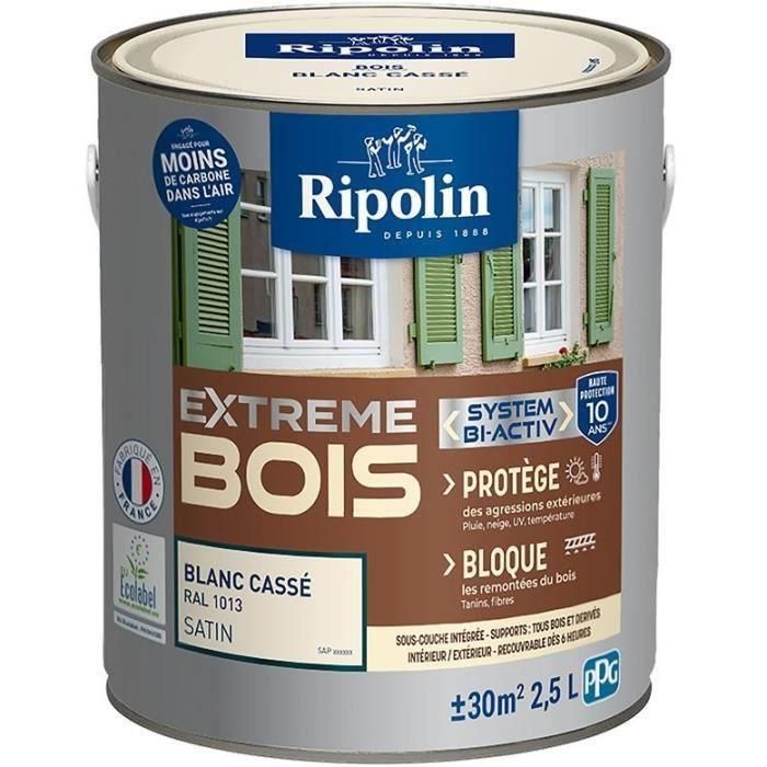 Peinture Extreme bois - Blanc cassé RAL 1013 satin - RIPOLIN - 2,5 L 0 Peinture Extreme bois - Blanc cassé RAL 1013 satin - RIPOLIN - 2,5 L 0