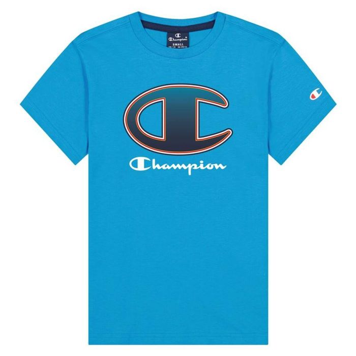 T shirt à manches courtes Enfant Champion Crewneck Big Logo Boy Blue Bleu