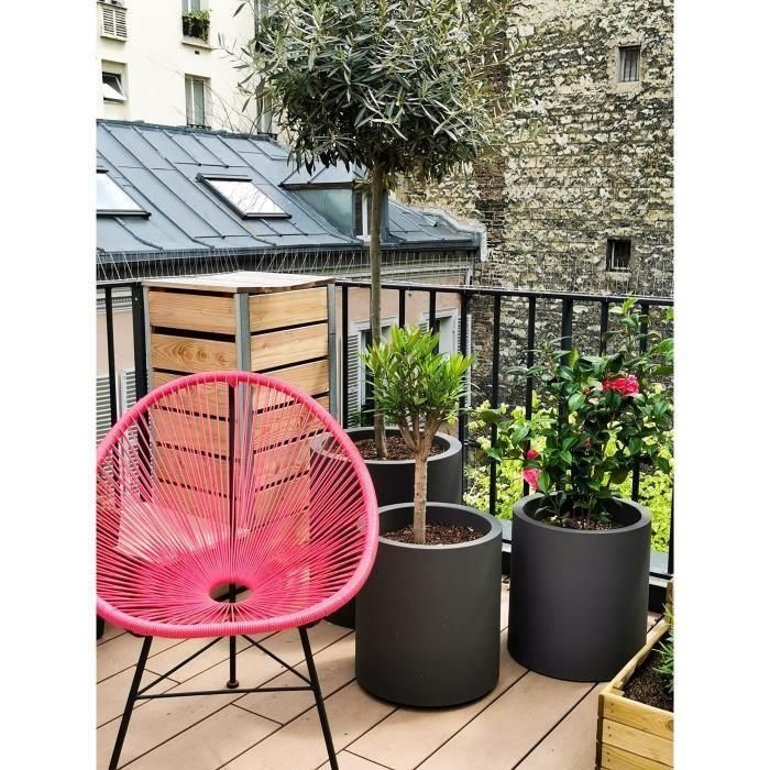 Bac a fleurs - RIVIERA - Granit rond - D39x 43cm - Gris 2