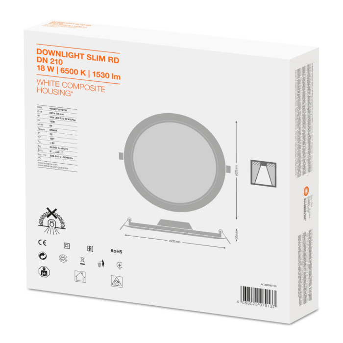 LEDVANCE [LVE-4058075079137] Downlight LED 18W 1530Lm 6500K 120° IP20 1