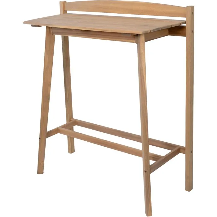 Zanzibar - Ensemble bar de jardin en bois d'acacia FSC - Table rectangulaire 44.5 * 100 * 112 cm avec 2 tabourets 37 * 35 * 72 cm