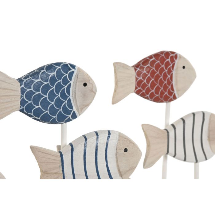 Figurine Décorative Home ESPRIT Bleu Blanc Rouge Poissons 17 x 6 x 25 cm (2 Unités)