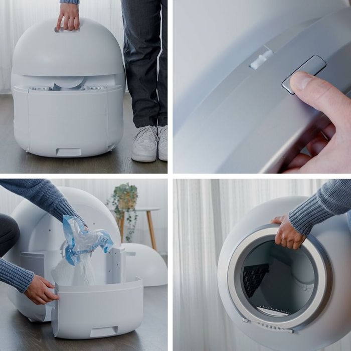 Bac à litière autonettoyant pour chats Cecotec Pumba 7000 CleanKitty Compact Connected Blanc Plastique 3