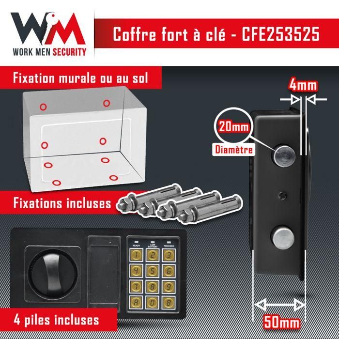 Coffre fort électronique - Work Men Security - CFE253525 - Dimensions extérieur 25 x 35 x 25 cm 3