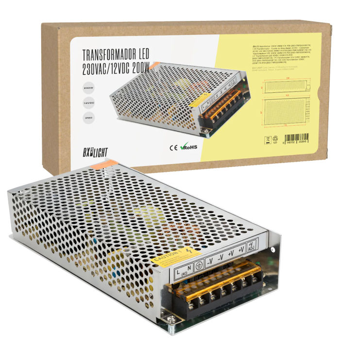 BX3 LIGHT BX3-TRIP25200W17A - Transformateur convertisseur AC/DC 230 VAC/12VDC 200W/17A IP20, source d'alimentation LED BX3 LIGHT BX3-TRIP25200W17A - Transformateur convertisseur AC/DC 230 VAC/12VDC 200W/17A IP20, source d'alimentation LED
