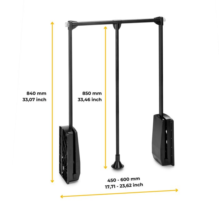 Emuca Penderie rabattable pour armoire Hang, 450 - 600, Peint en noir, Acier et Plastique. 6