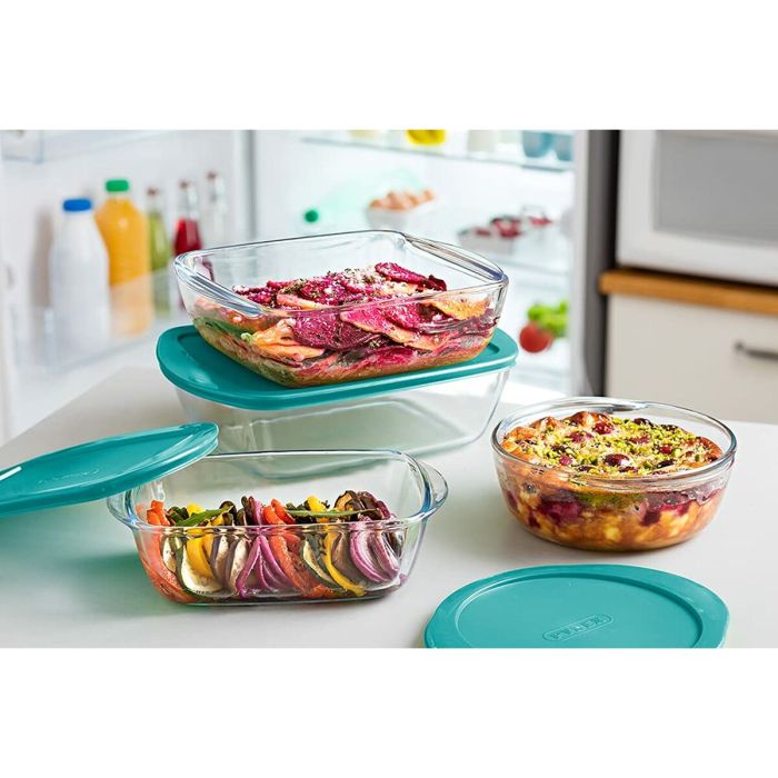 Plateau pour Four Pyrex Cook & Store 2,5 L 1,1 L 0,4 l Vert Rectangulaire 3 Pièces 5