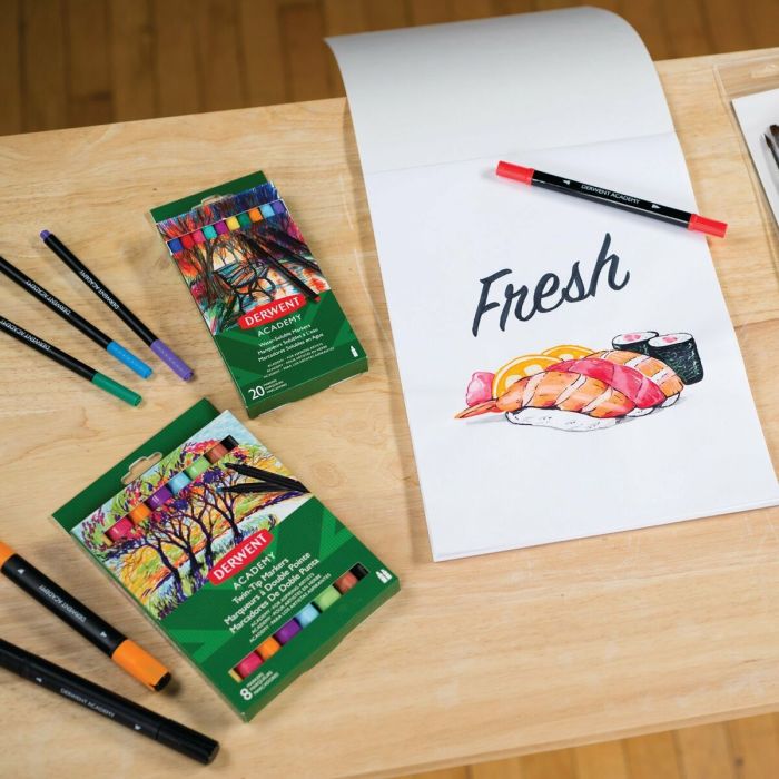 Ensemble de Marqueurs DERWENT Academy Multicouleur Double pointe 8 Pièces 1 Ensemble de Marqueurs DERWENT Academy Multicouleur Double pointe 8 Pièces 1