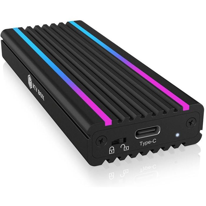 ICY BOX IB-1824ML-C31 Externes USB-C 3.2 Gehäuse für M.2 NVMe SSD mit LED-Beleuchtung 5