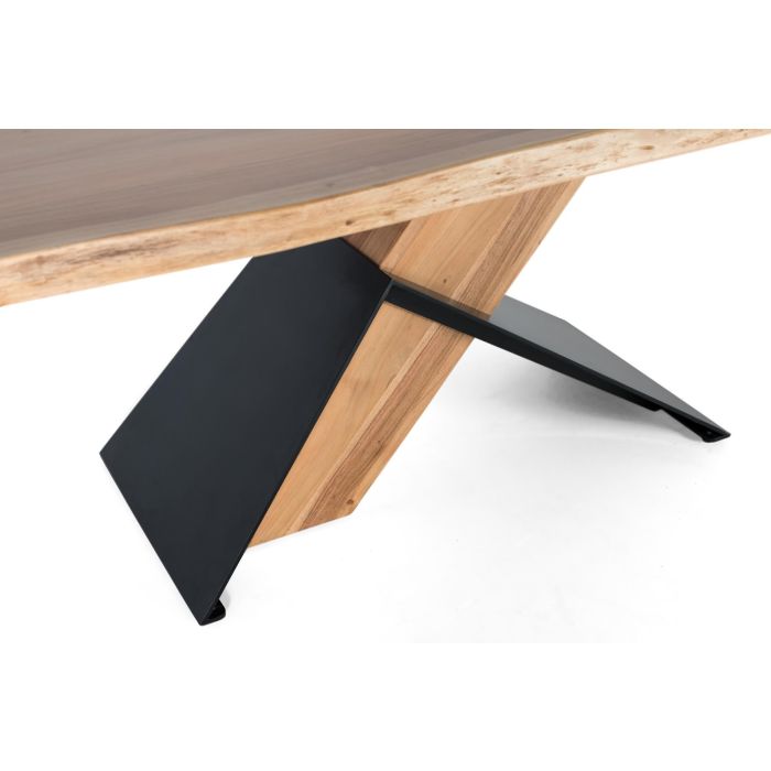 GINER Y COLOMER - Table de salle à manger rectangulaire en acacia et métal 240x100x76 cm, design contemporain naturel et noir 2 GINER Y COLOMER - Table de salle à manger rectangulaire en acacia et métal 240x100x76 cm, design contemporain naturel et noir 2