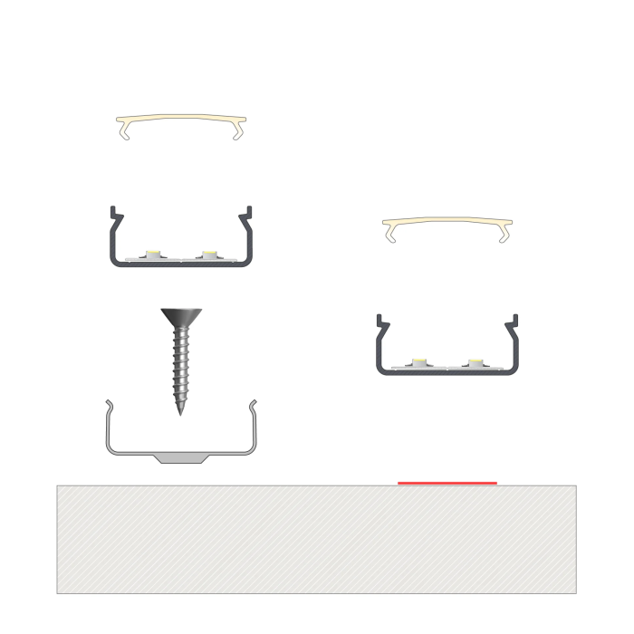 KIMERA-"EGEN" Profilé Aluminium Anodisé Argent avec Diffuseur Opal, Tapons et Clips de Fixation 2,02M 2 KIMERA-"EGEN" Profilé Aluminium Anodisé Argent avec Diffuseur Opal, Tapons et Clips de Fixation 2,02M 2