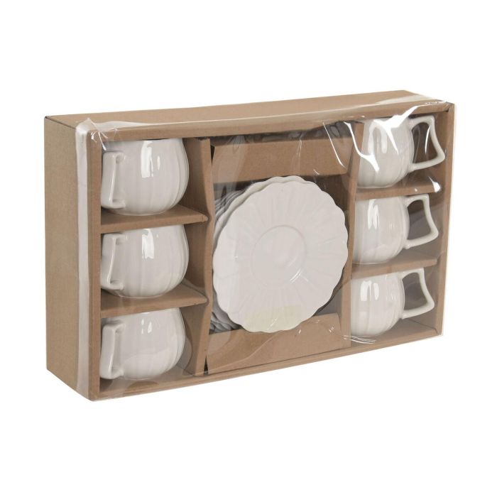Jeu de 6 tasses avec plat Home ESPRIT Blanc Porcelaine 120 ml 2