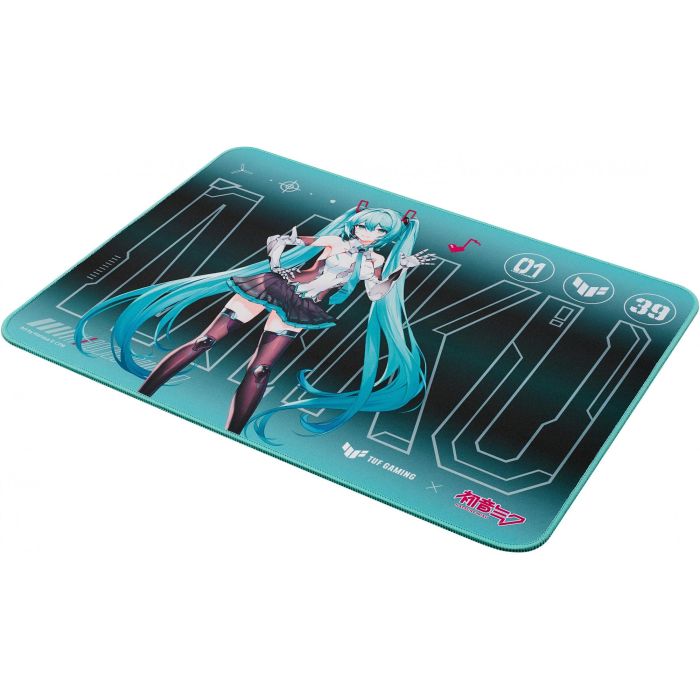 ASUS TUF Gaming P1 Hatsune Miku Edition - Tapis de souris gamer en tissu, caoutchouc antidérapant, résistant à l'eau, turquoise (360x260 mm)