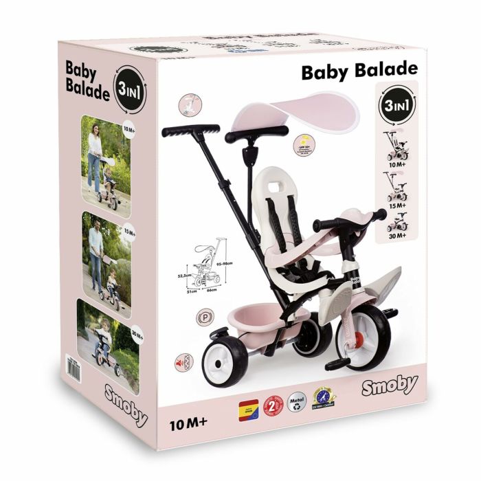 Tricycle Smoby Paseo para bebés Rose 1