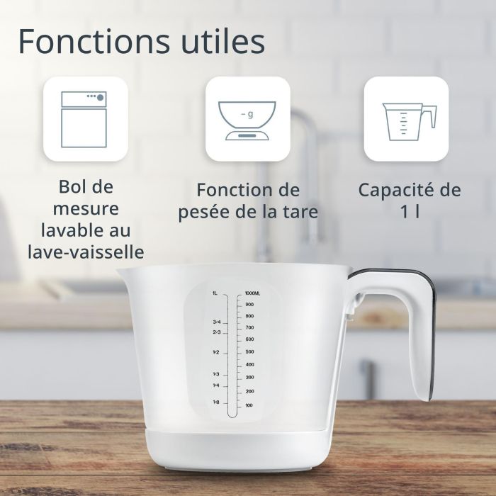 Pichet Gradué/balance - ADE - FRANCA - Verre/Synthétique - 20,7 x 14,6 cm - Inclus 1 pile Cr2032 4