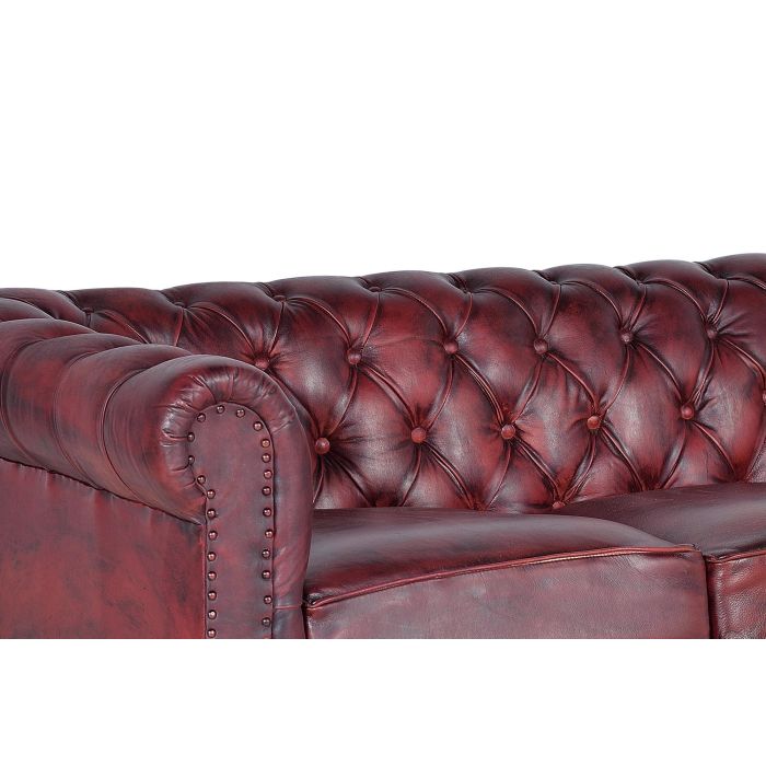 Giner y Colomer - Canapé Chester en cuir naturel marron 3 places - Patte 10 cm - Assise 54x54 cm - Hauteur d'assise 51 cm 4