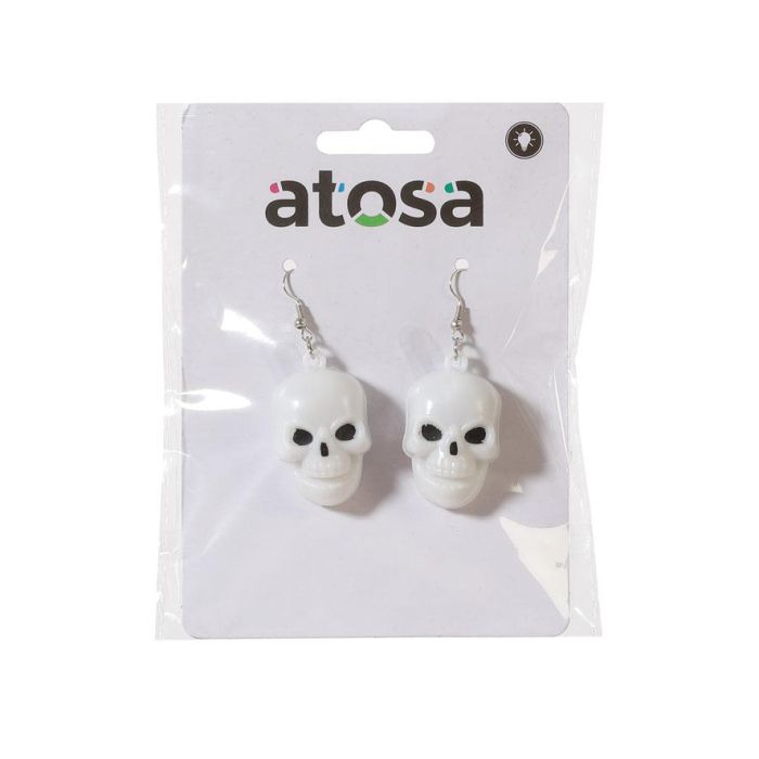 Boucles d'oreilles Crâne avec éclairage LED et détails argentés - Accessoire Halloween et Fêtes Nocturnes