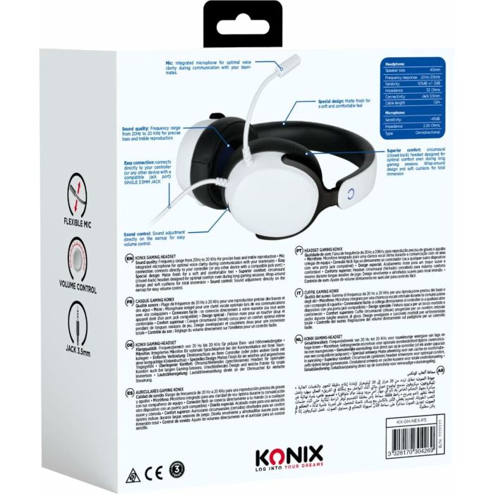 Casques avec Microphone KONIX Blanc 1