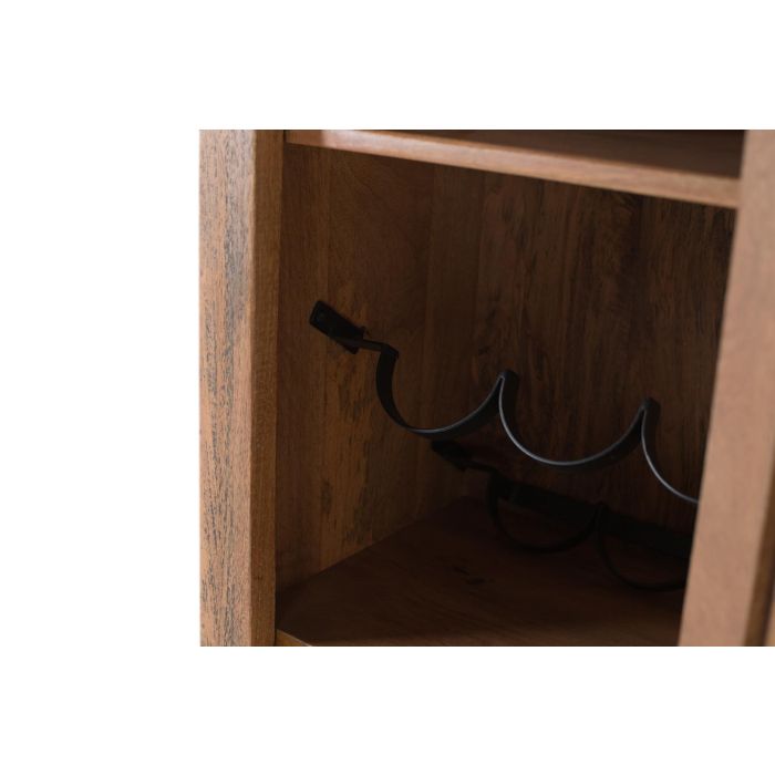 GINER Y COLOMER - Buffet bar en bois de manguier avec porte à motif pointe de diamante - Intérieur à étagères et casier à bouteilles - Finition noyer (Dimensions Porte: 148x35cm) 5